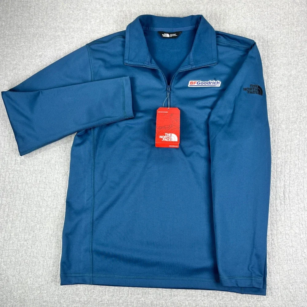 new The North Face Tech 1/4 Zip Fleece Men Medium Blue Wing Teal BFGoodrich Tire